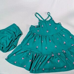 Cat & Jack Teal Baby Dress with Pink Accent